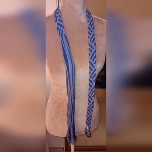 Blue Braided Woven Boho Belt ~ One Size Adjustable